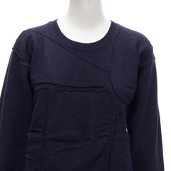 COMME DES GARCONS 1980's Vintage navy wool patchwork sweater top