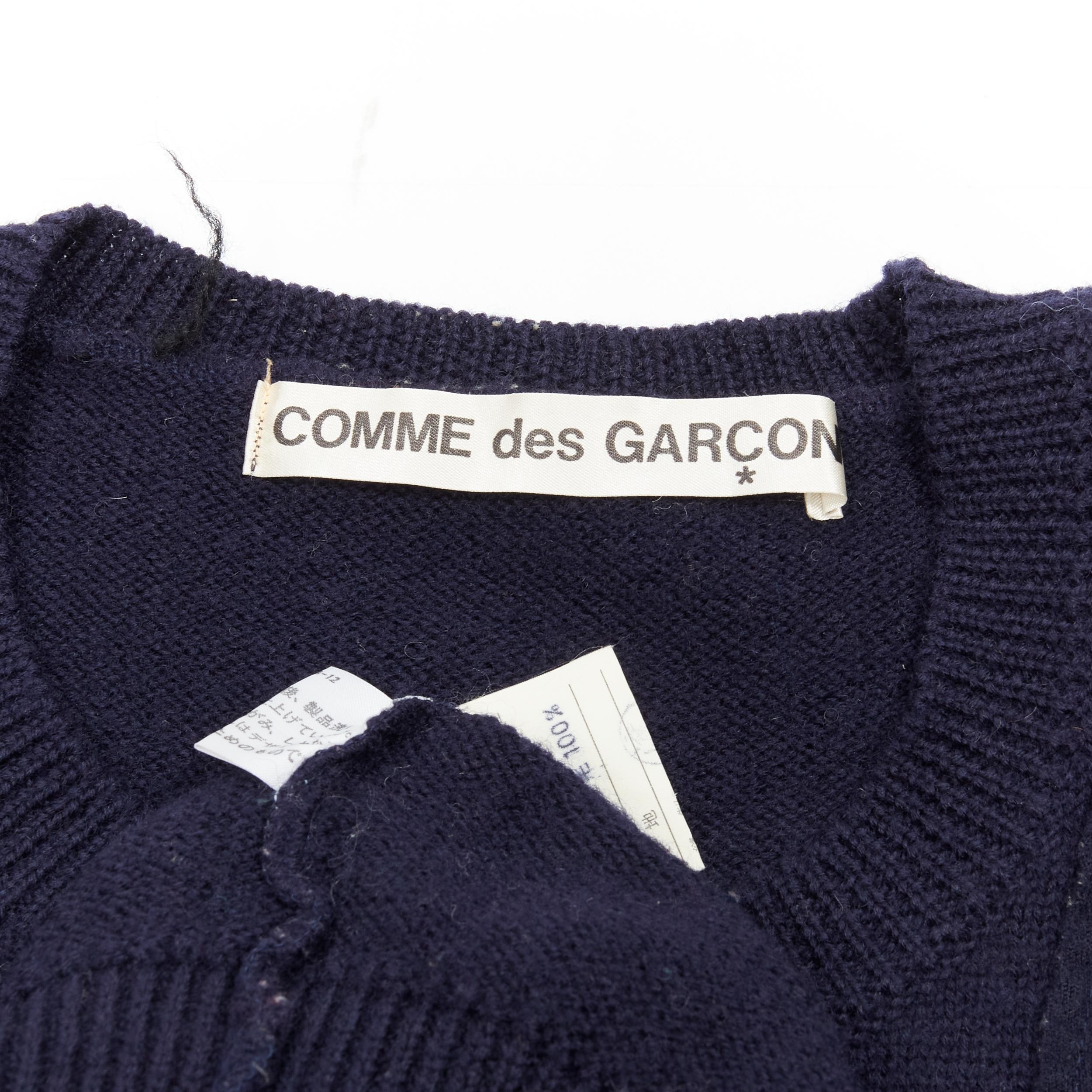 COMME DES GARCONS Pull patchwork en laine bleu marine vintage, années 1980 en vente 3