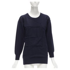 COMME DES GARCONS 1980's Vintage navy wool patchwork sweater top