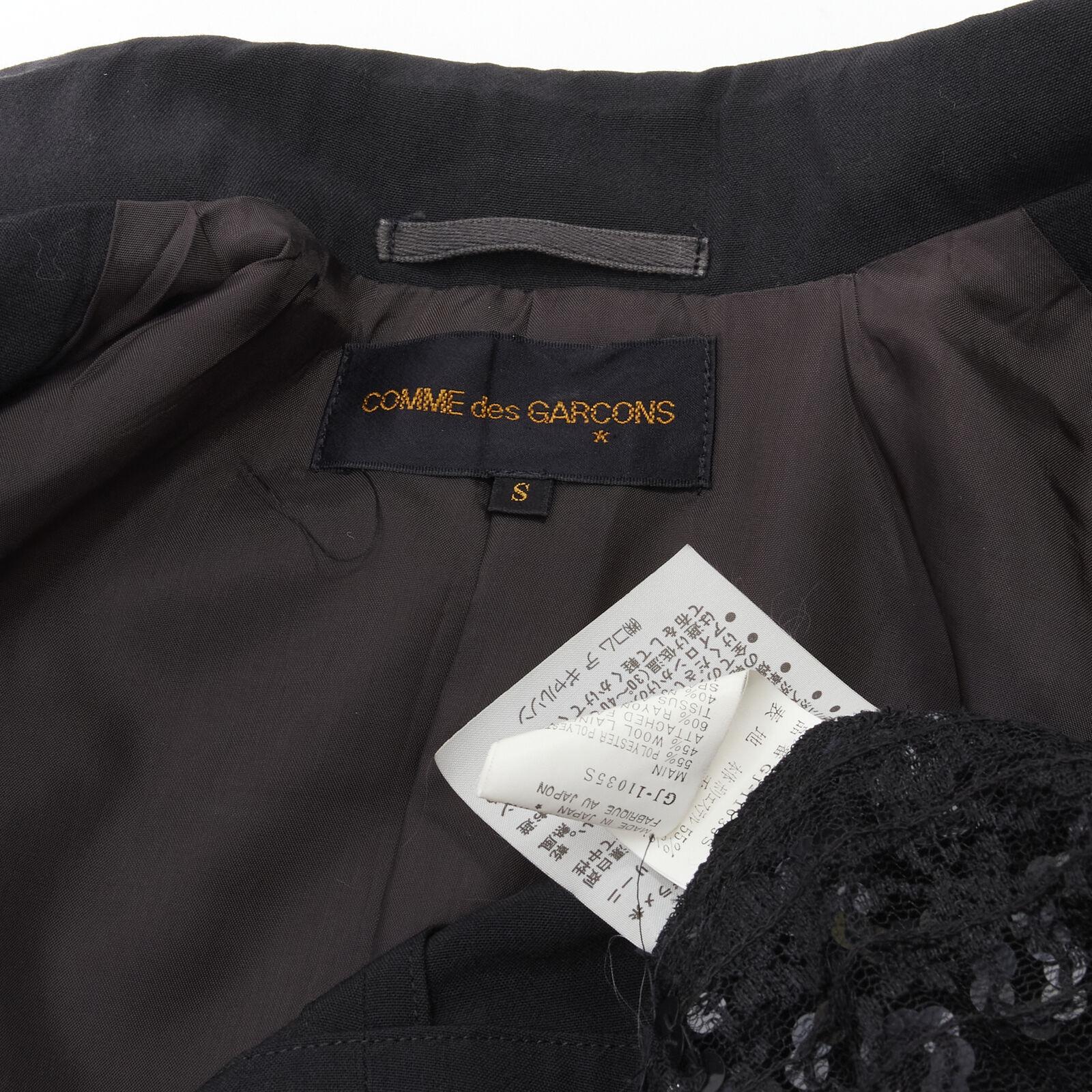 COMME DES GARCONS 1980's Vintage Runway black  sequins mesh cropped jacket S For Sale 7