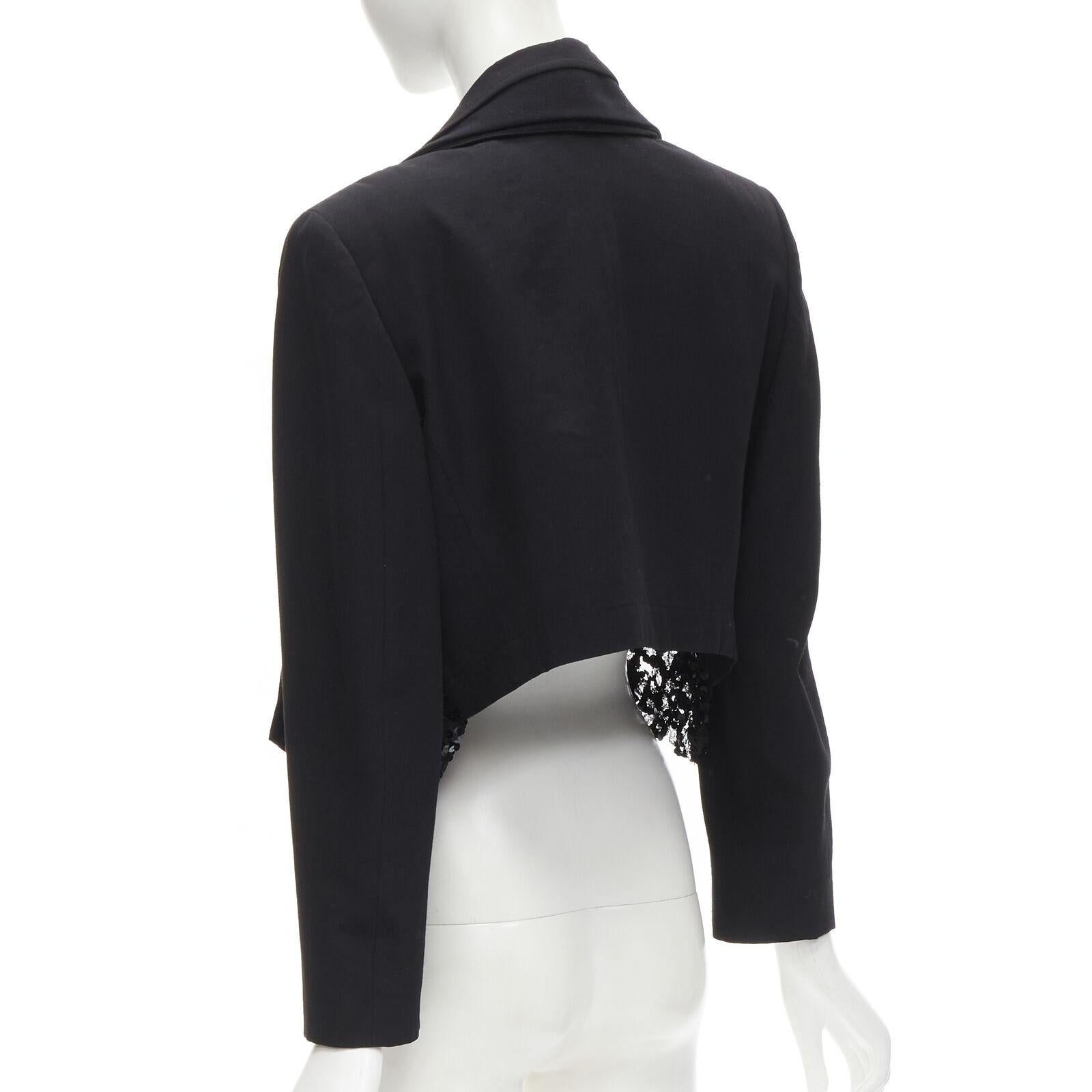 COMME DES GARCONS 1980's Vintage Runway black  sequins mesh cropped jacket S For Sale 3