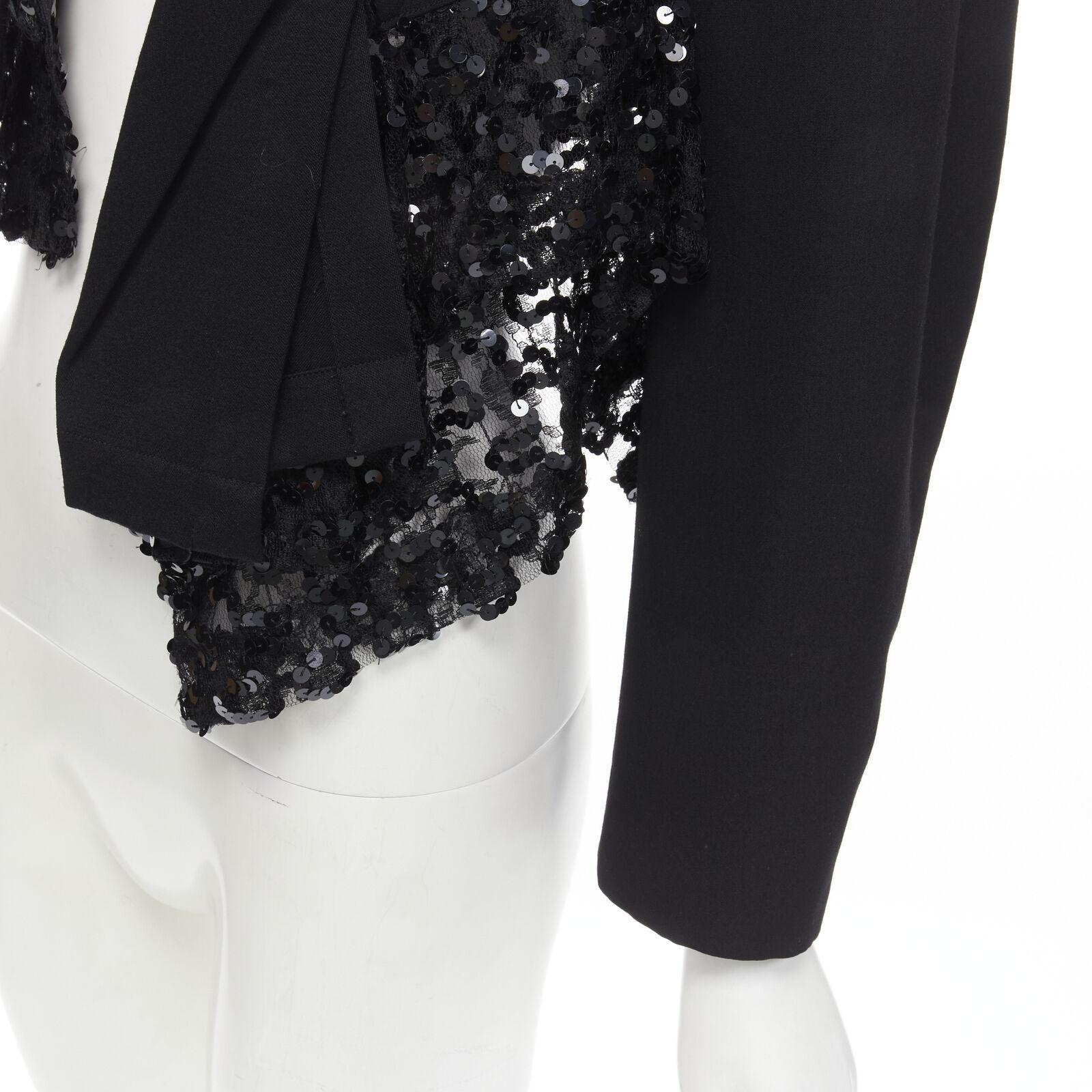 COMME DES GARCONS 1980's Vintage Runway black  sequins mesh cropped jacket S For Sale 4