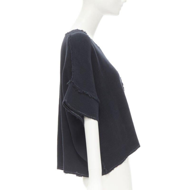 COMME DES GARCONS 1980's Vintage white frayed seams patchwork boxy sweater top M In Excellent Condition For Sale In Hong Kong, NT