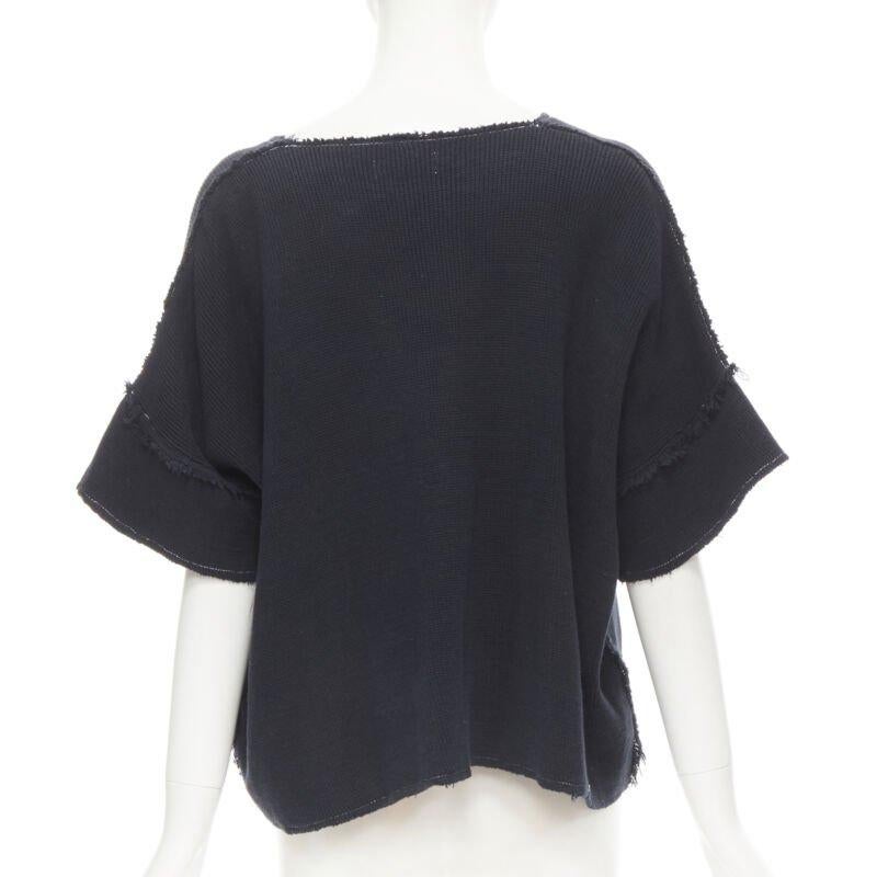 Women's COMME DES GARCONS 1980's Vintage white frayed seams patchwork boxy sweater top M For Sale