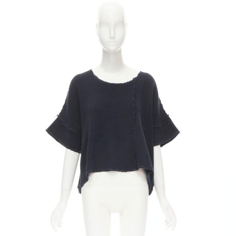 COMME DES GARCONS 1980's Vintage white frayed seams patchwork boxy sweater top M For Sale 4