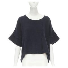 COMME DES GARCONS 1980's Vintage white frayed seams patchwork boxy sweater top M