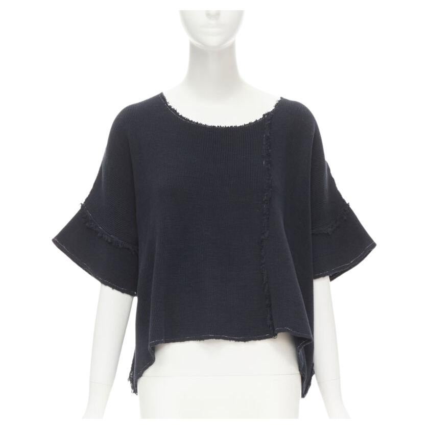 COMME DES GARCONS 1980's Vintage white frayed seams patchwork boxy sweater top M For Sale