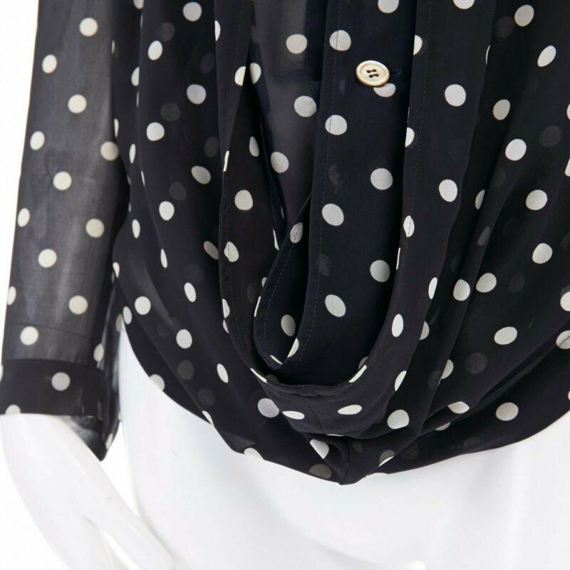 COMME DES GARCONS 1988 black navy polka dot dual layer draped front blazer S For Sale 5
