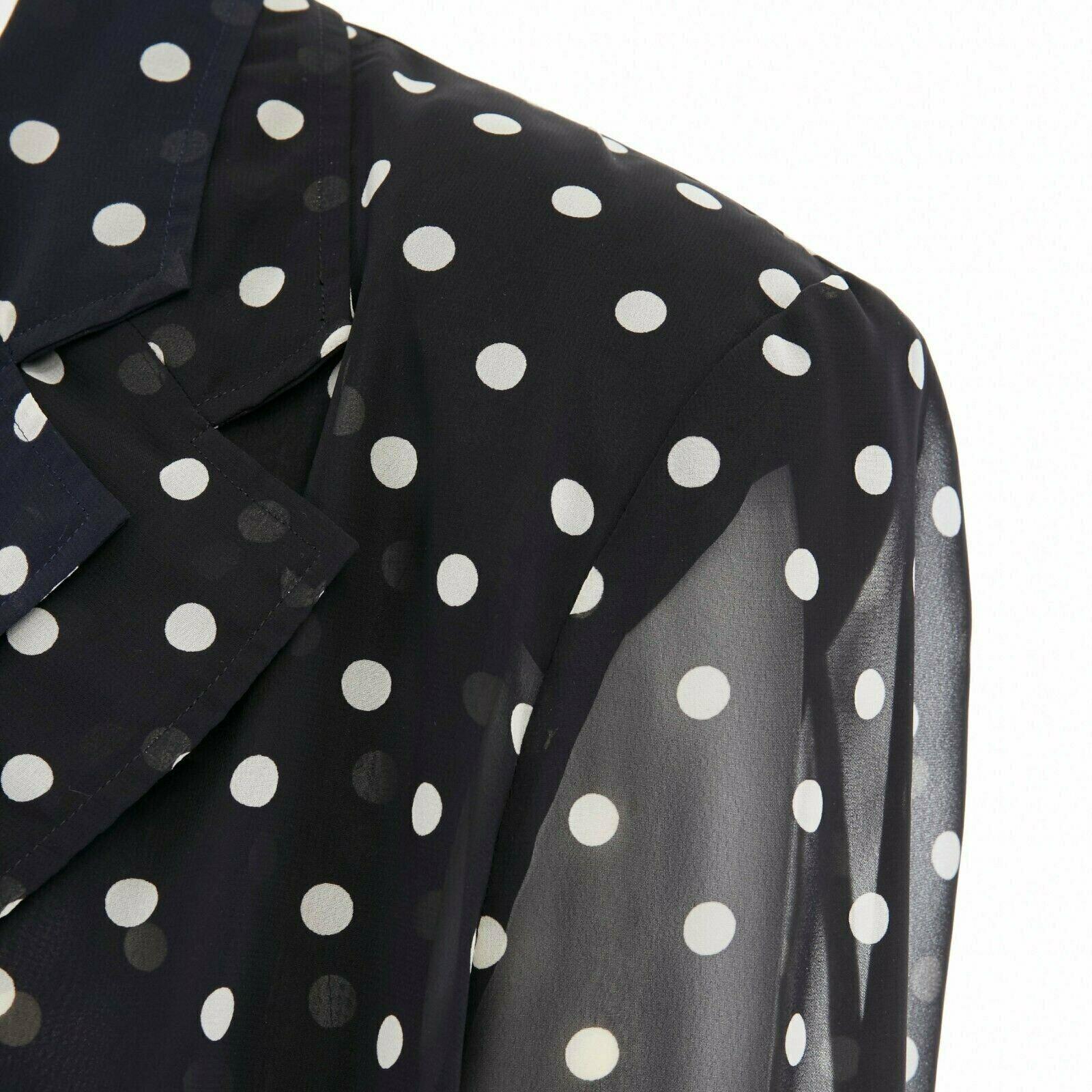 COMME DES GARCONS 1988 black navy polka dot dual layer draped front blazer S For Sale 6
