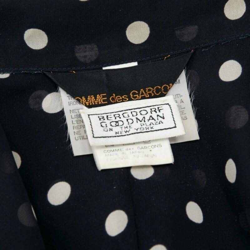 COMME DES GARCONS 1988 black navy polka dot dual layer draped front blazer S For Sale 7