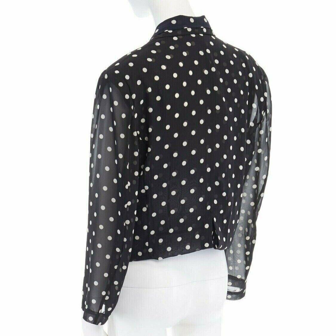 COMME DES GARCONS 1988 black navy polka dot dual layer draped front blazer S For Sale 3