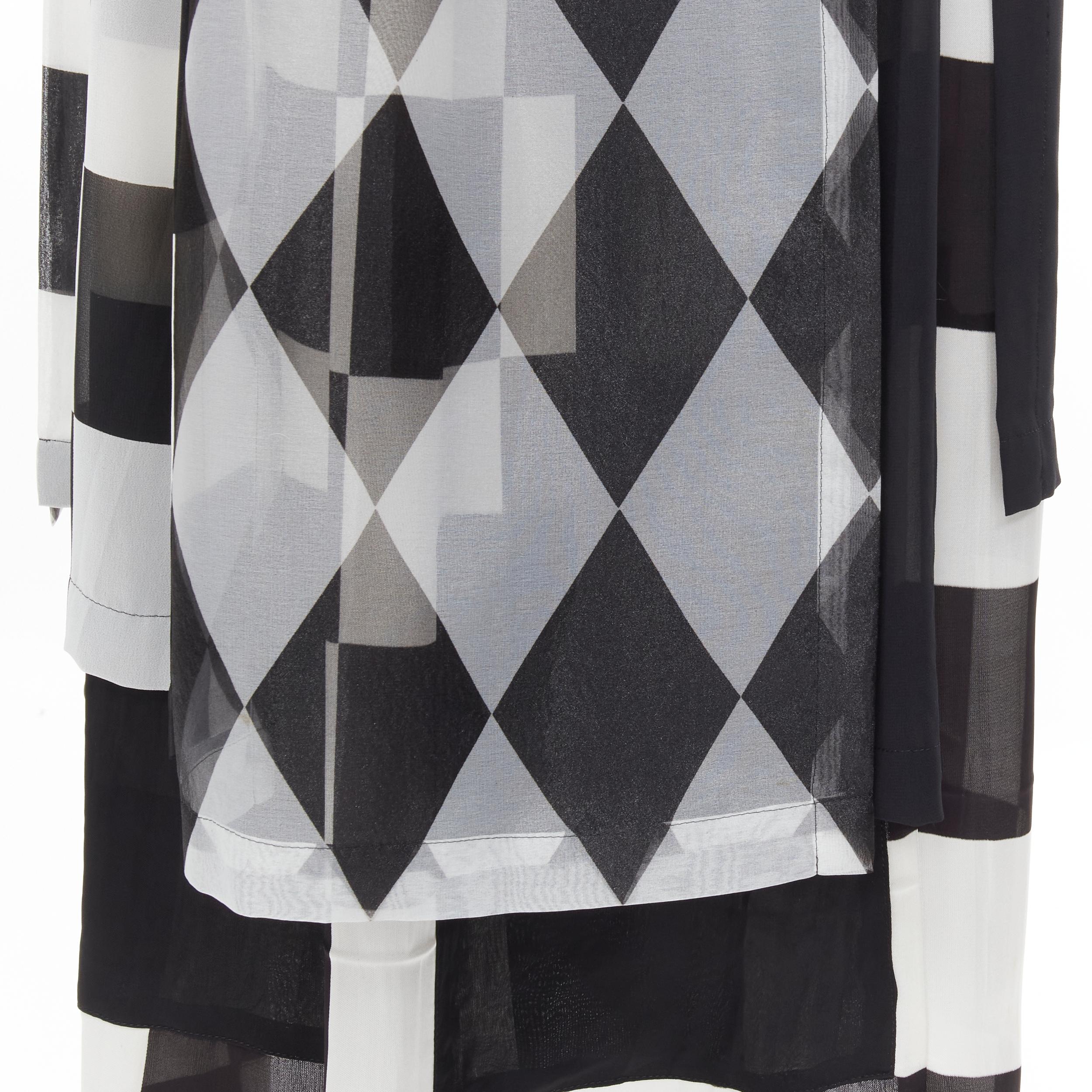COMME DES GARCONS 1988 Runway black white checkered bomber skirt set S For Sale 5