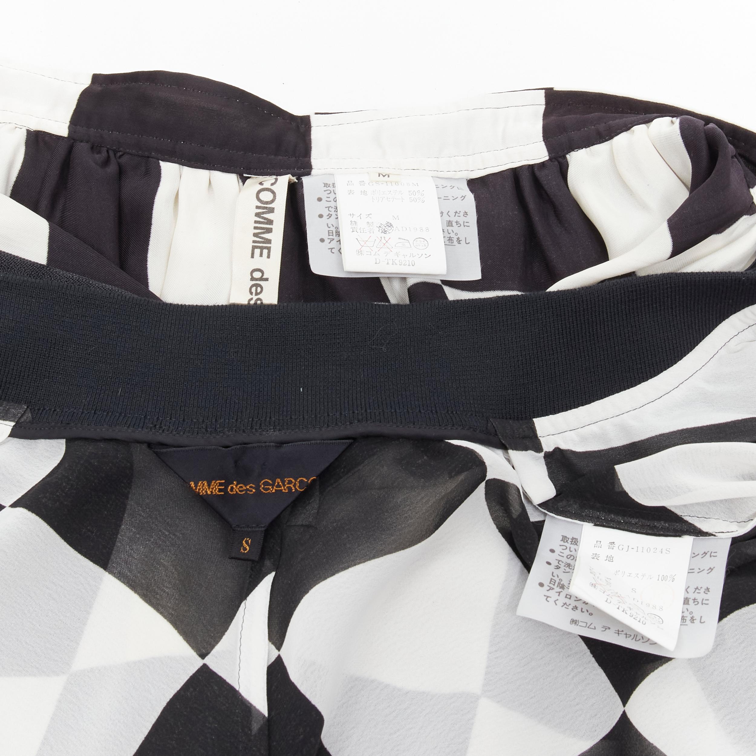 COMME DES GARCONS 1988 Runway black white checkered bomber skirt set S For Sale 6
