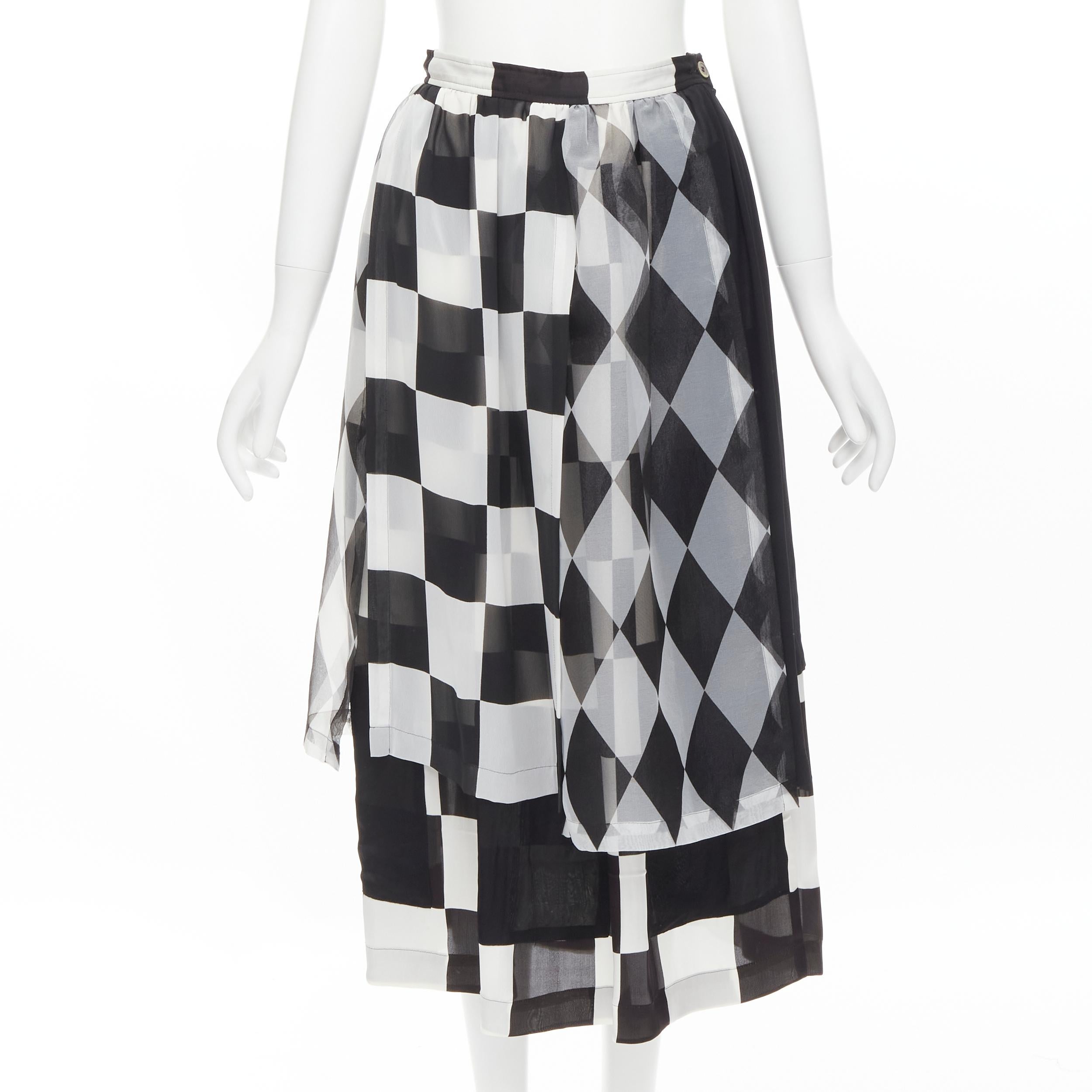COMME DES GARCONS 1988 Runway black white checkered bomber skirt set S For Sale 7