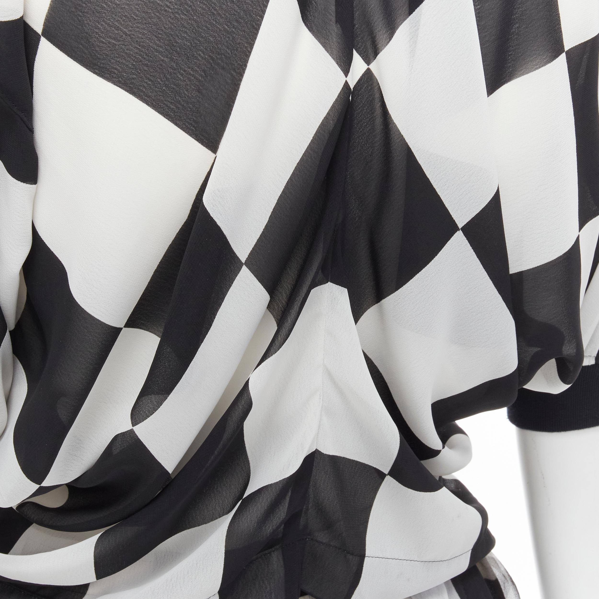 COMME DES GARCONS 1988 Runway black white checkered bomber skirt set S For Sale 3