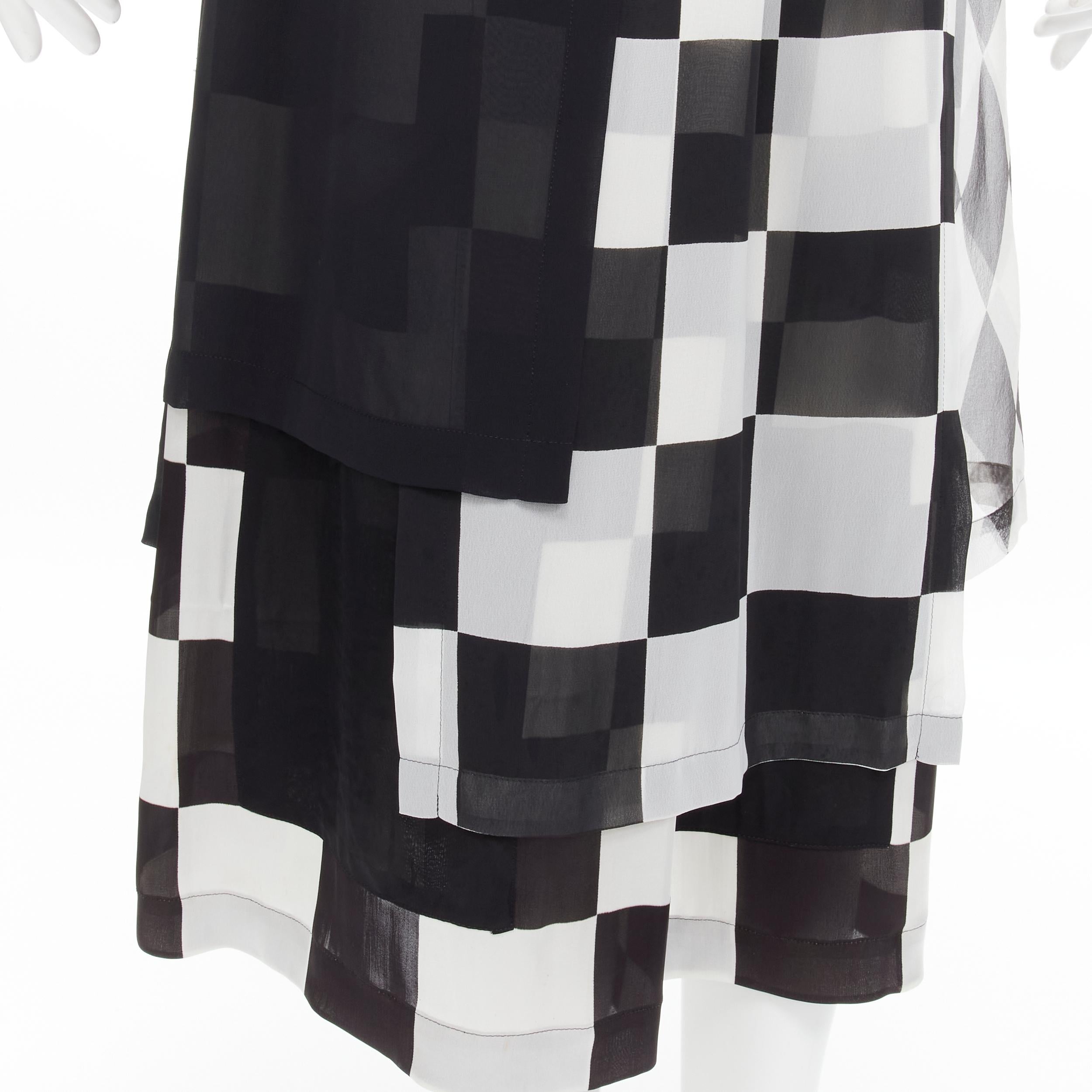COMME DES GARCONS 1988 Runway black white checkered bomber skirt set S For Sale 4