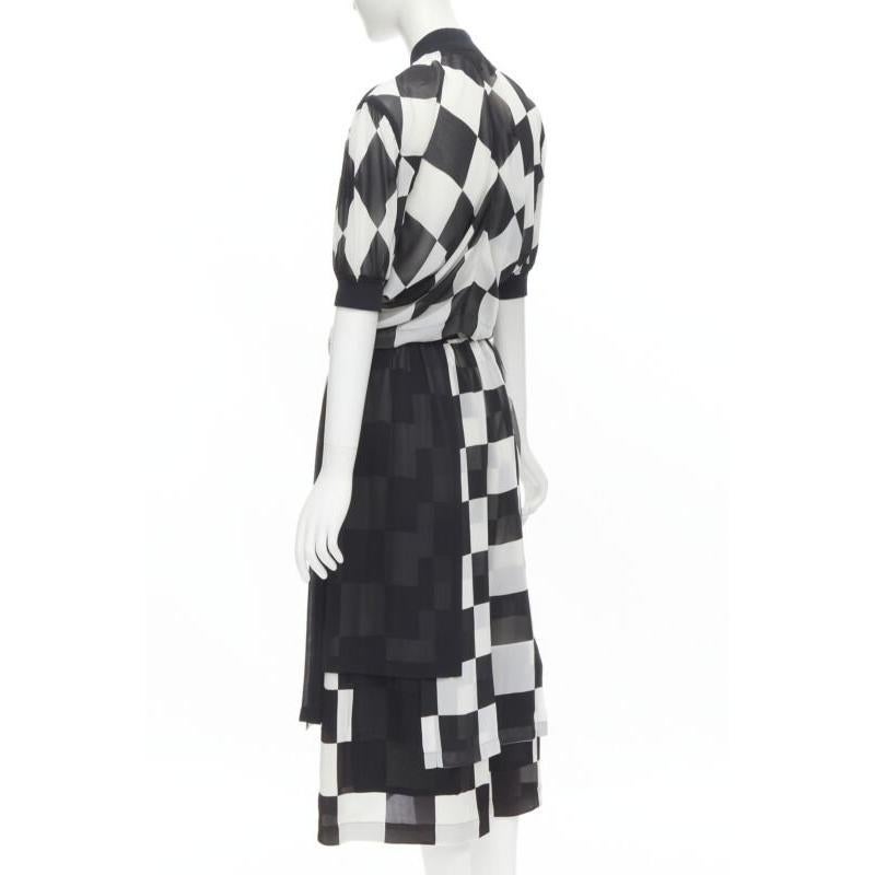 COMME DES GARCONS 1988 Runway jupe bomber à carreaux noirs et blancs S en vente 1
