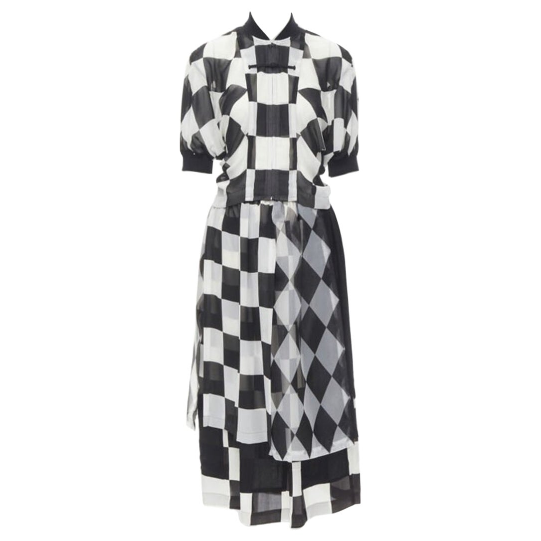 Pre-owned Comme Des Garçons Comme Des Garcons 1988 Runway Black White Chessboard Checkered Bomber Skirt S