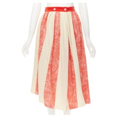 COMME DES GARCONS 1988 Runway Vintage cream striped baroque jacquard skirt M