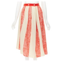 COMME DES GARCONS 1988 Runway Vintage Creme gestreifter Barock-Jacquard-Rock M