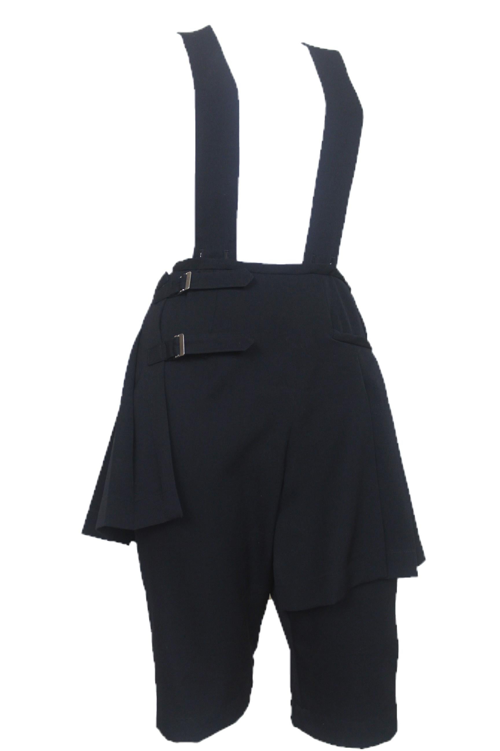 Comme des Garcons 1989 Collection Reverse Dungarees with attached Skirt For Sale 4