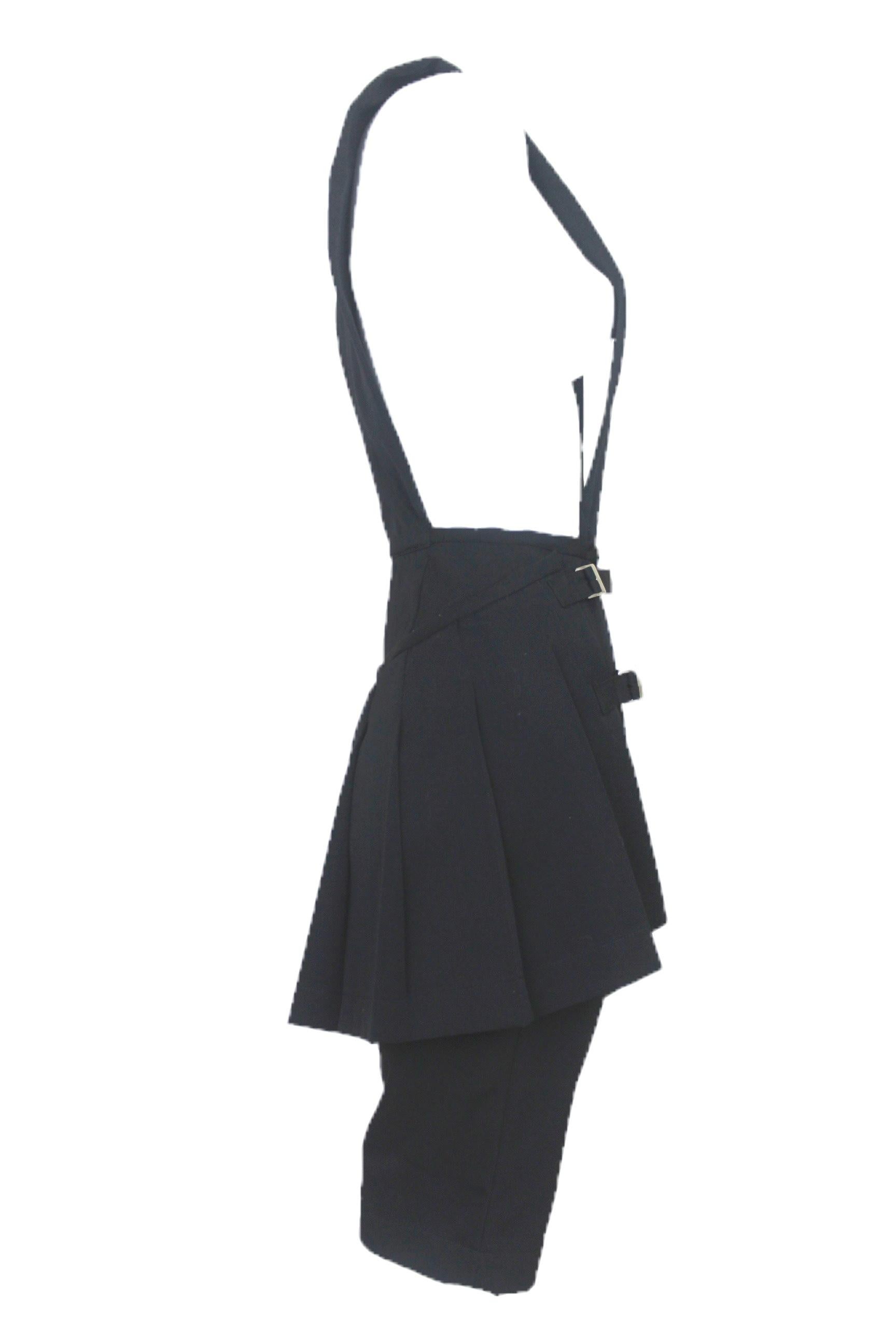 Comme des Garcons 1989 Collection Reverse Dungarees with attached Skirt For Sale 6