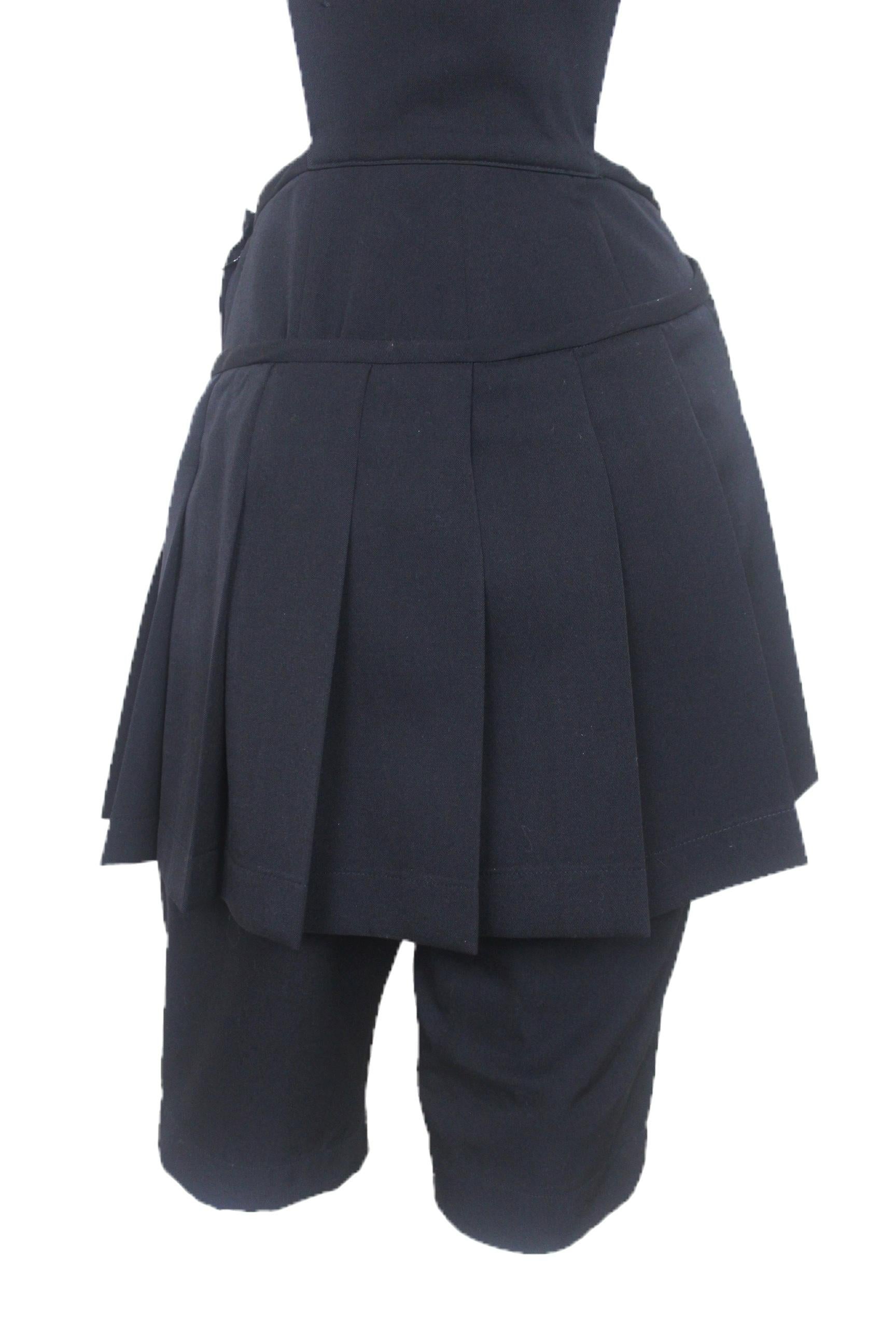 Comme des Garcons 1989 Collection Reverse Dungarees with attached Skirt For Sale 8