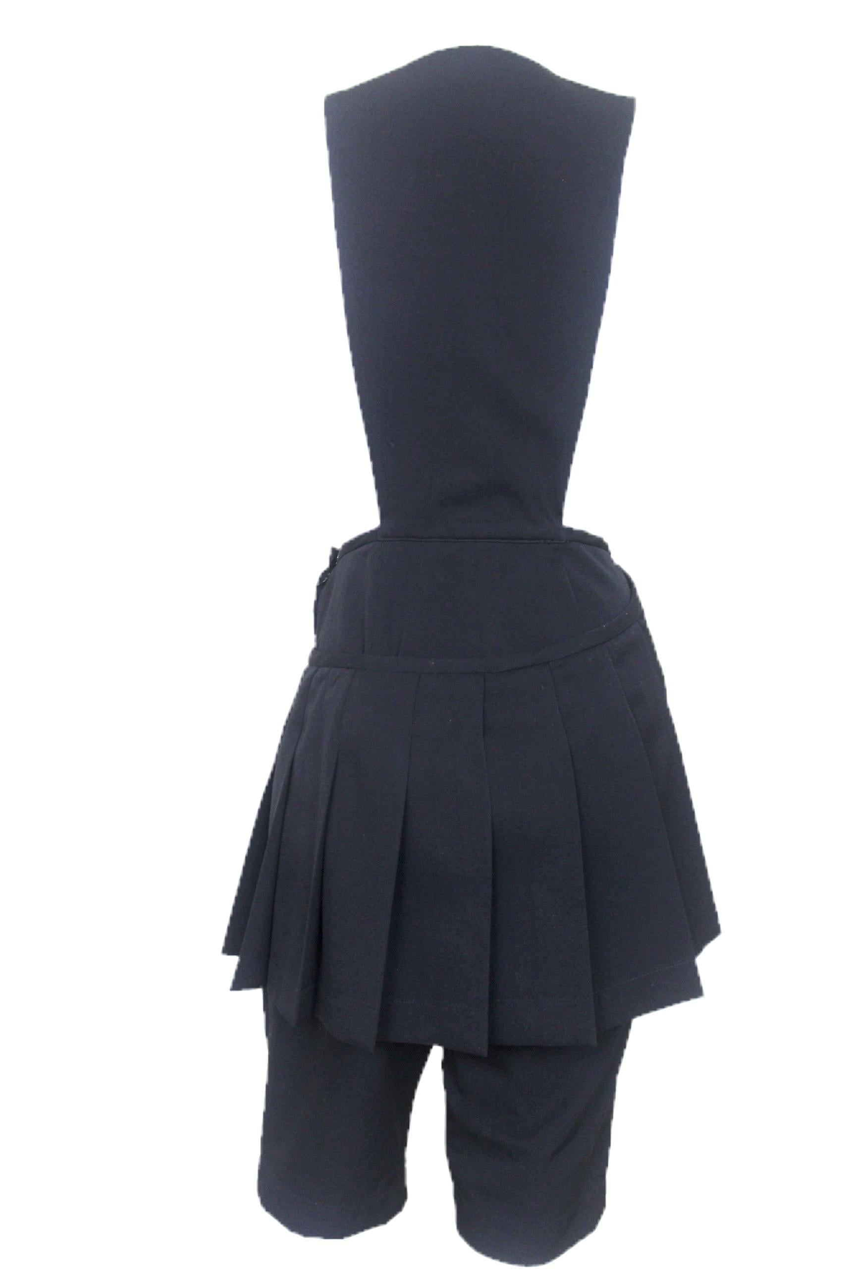 Comme des Garcons 1989 Collection Reverse Dungarees with attached Skirt For Sale 9