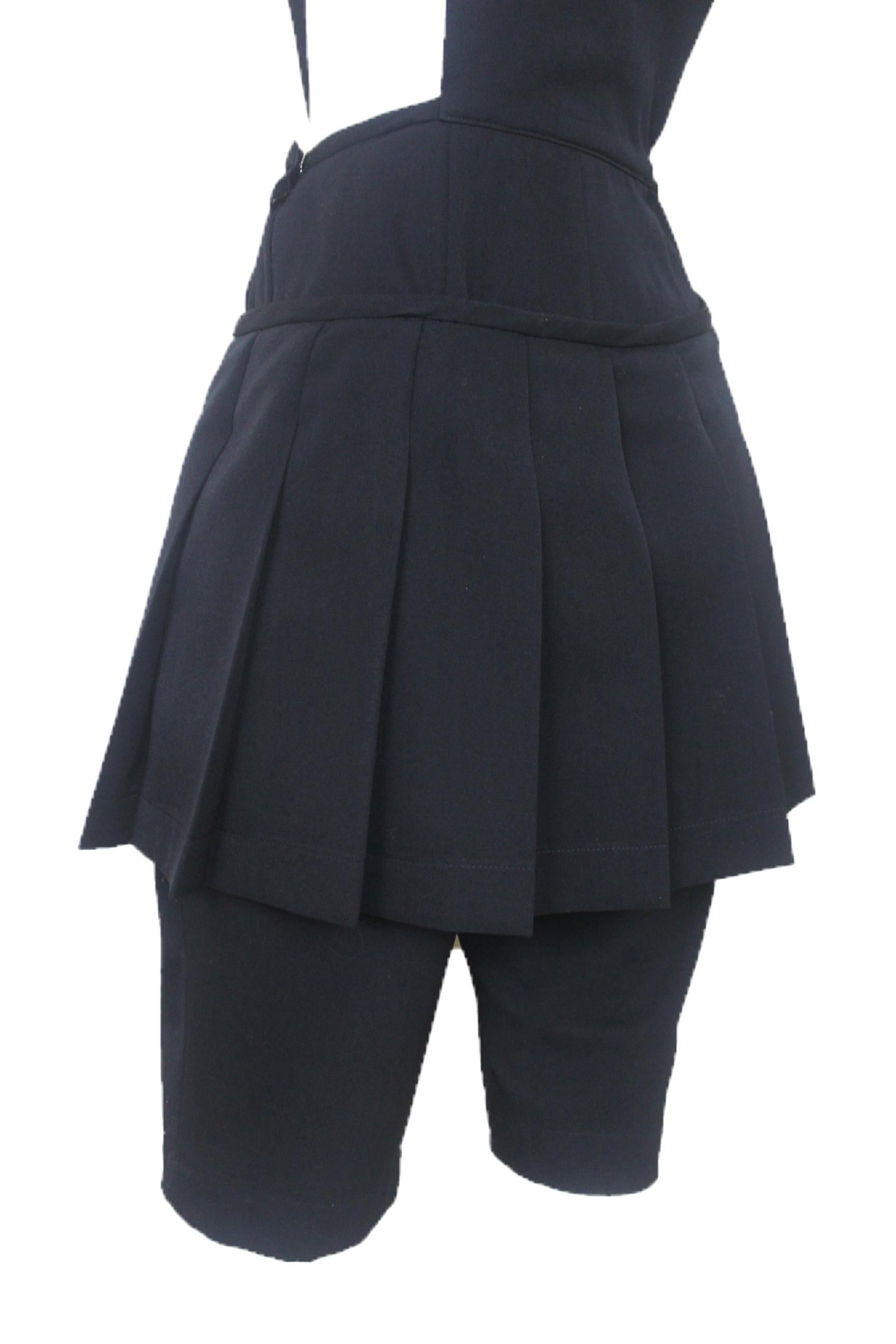 Comme des Garcons 1989 Collection Reverse Dungarees with attached Skirt For Sale 10