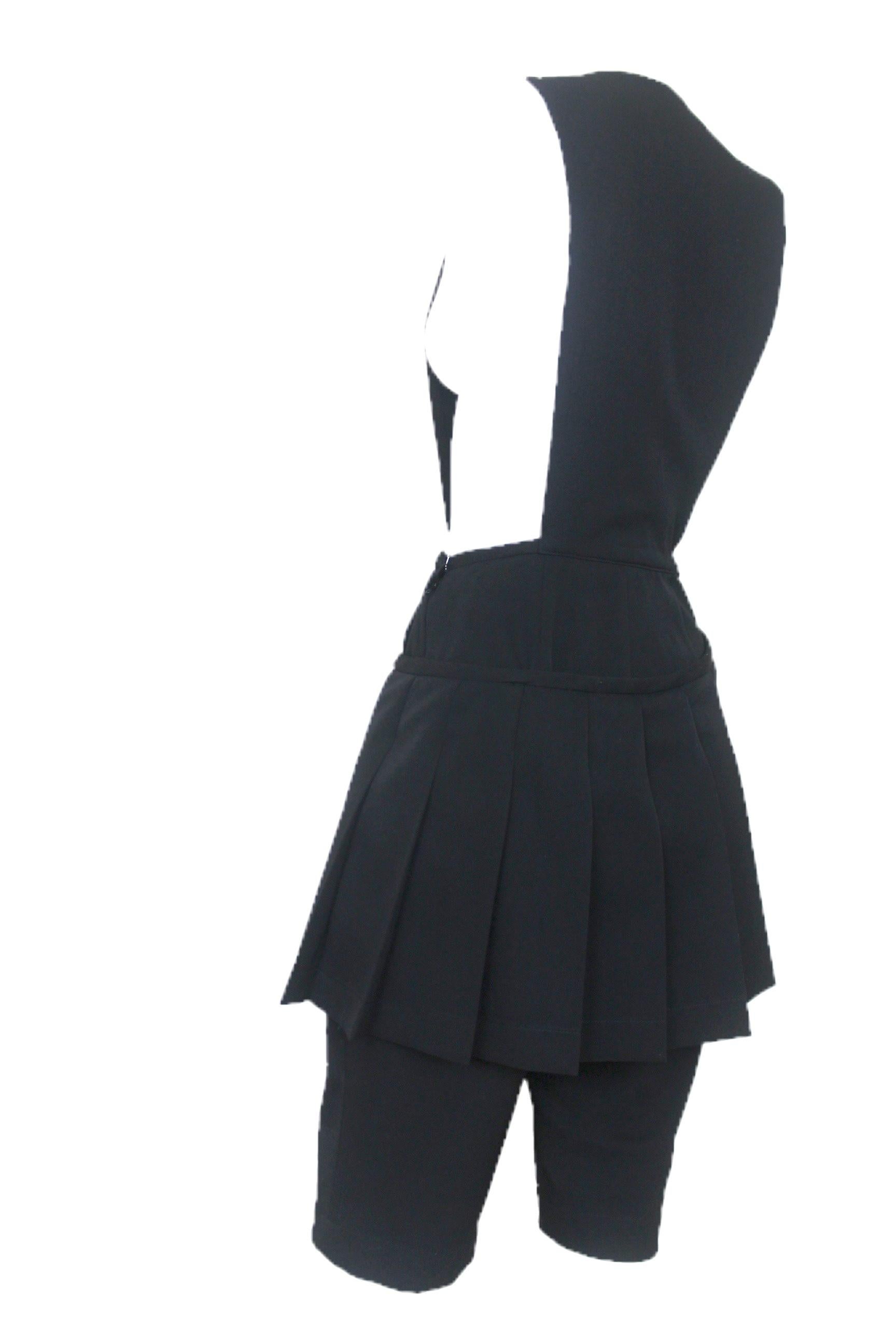 Comme des Garcons 1989 Collection Reverse Dungarees with attached Skirt For Sale 11