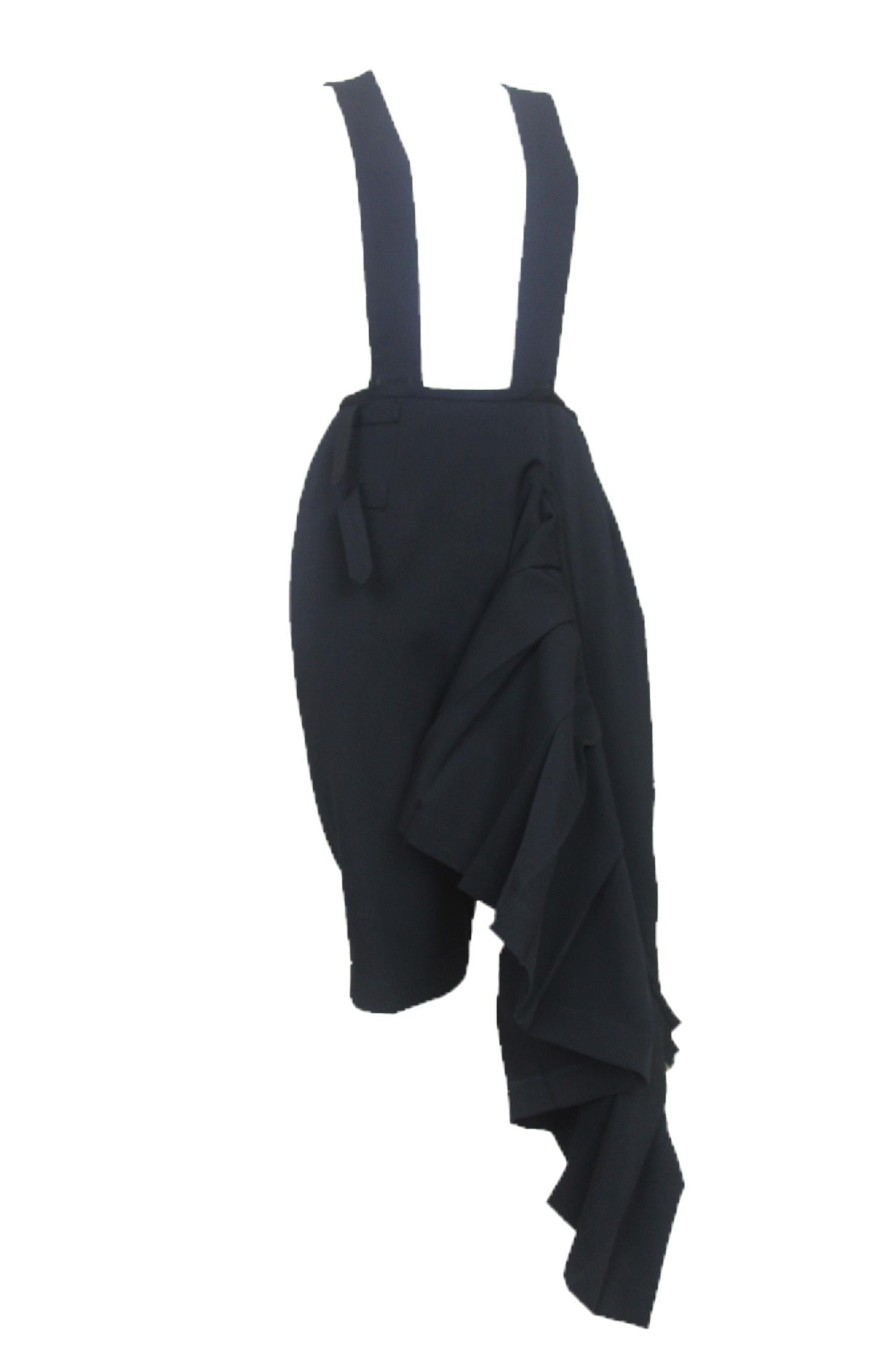Comme des Garcons 1989 Collection Reverse Dungarees with attached Skirt For Sale 1