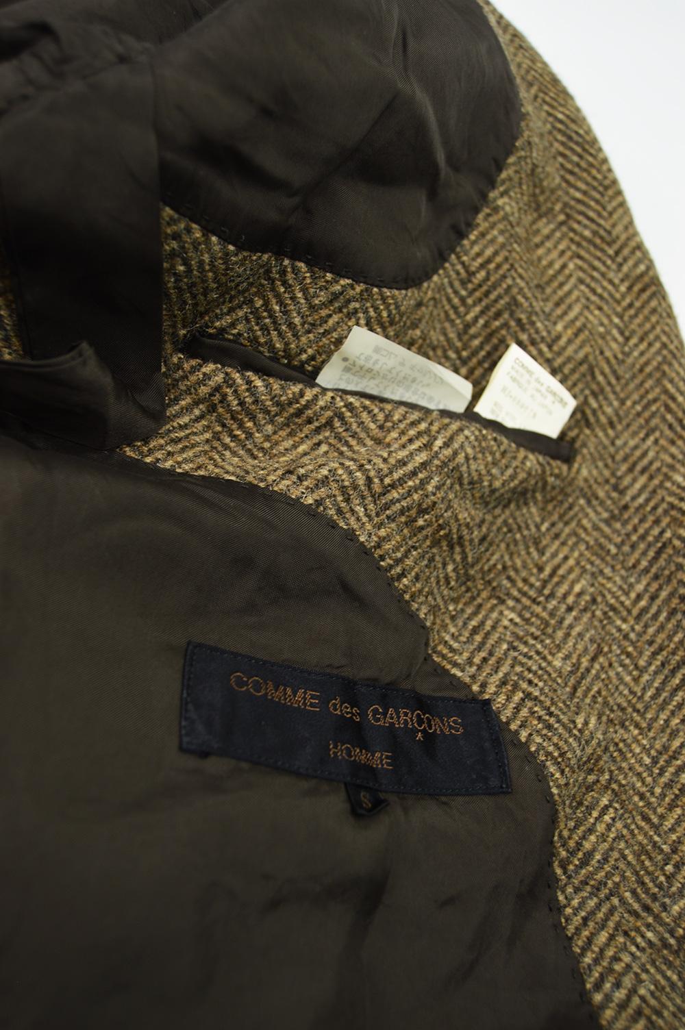 Comme des Garcons 1989 Men's Vintage Structured Shoulder Brown Wool Tweed Jacket 3