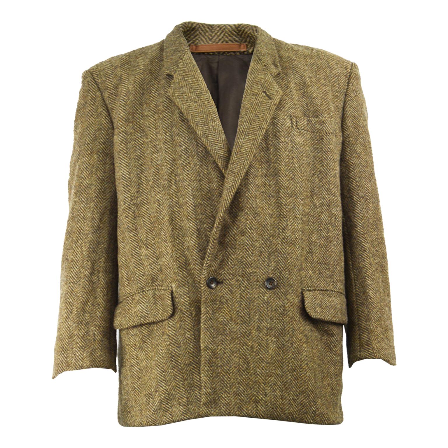 Comme des Garcons 1989 Men's Vintage Structured Shoulder Brown Wool Tweed  Jacket