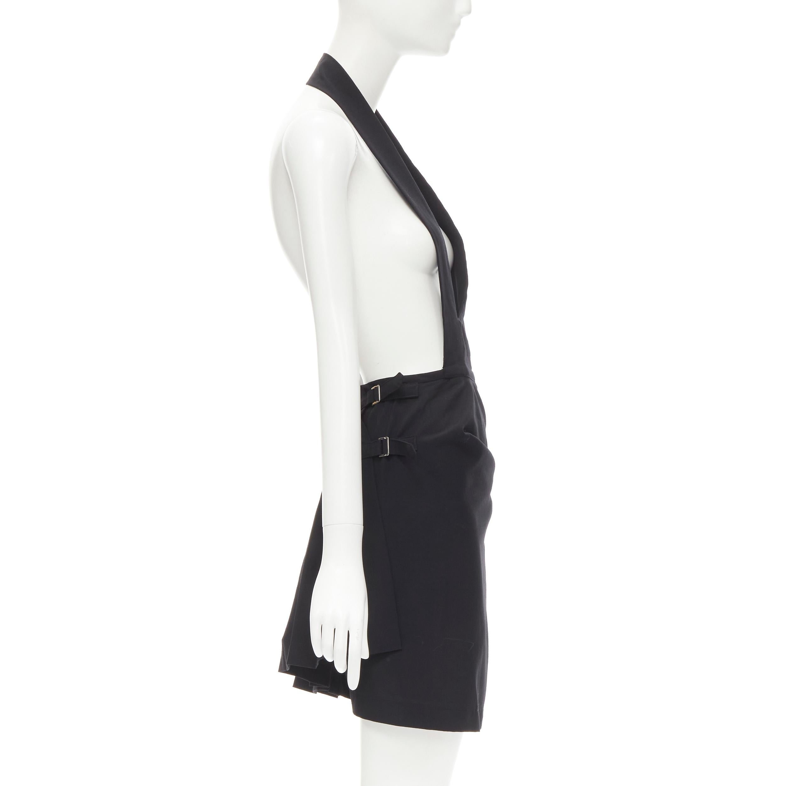 COMME DES GARCONS 1989 Vintage black wrap buckle pleated back halter skirt S In Excellent Condition In Hong Kong, NT