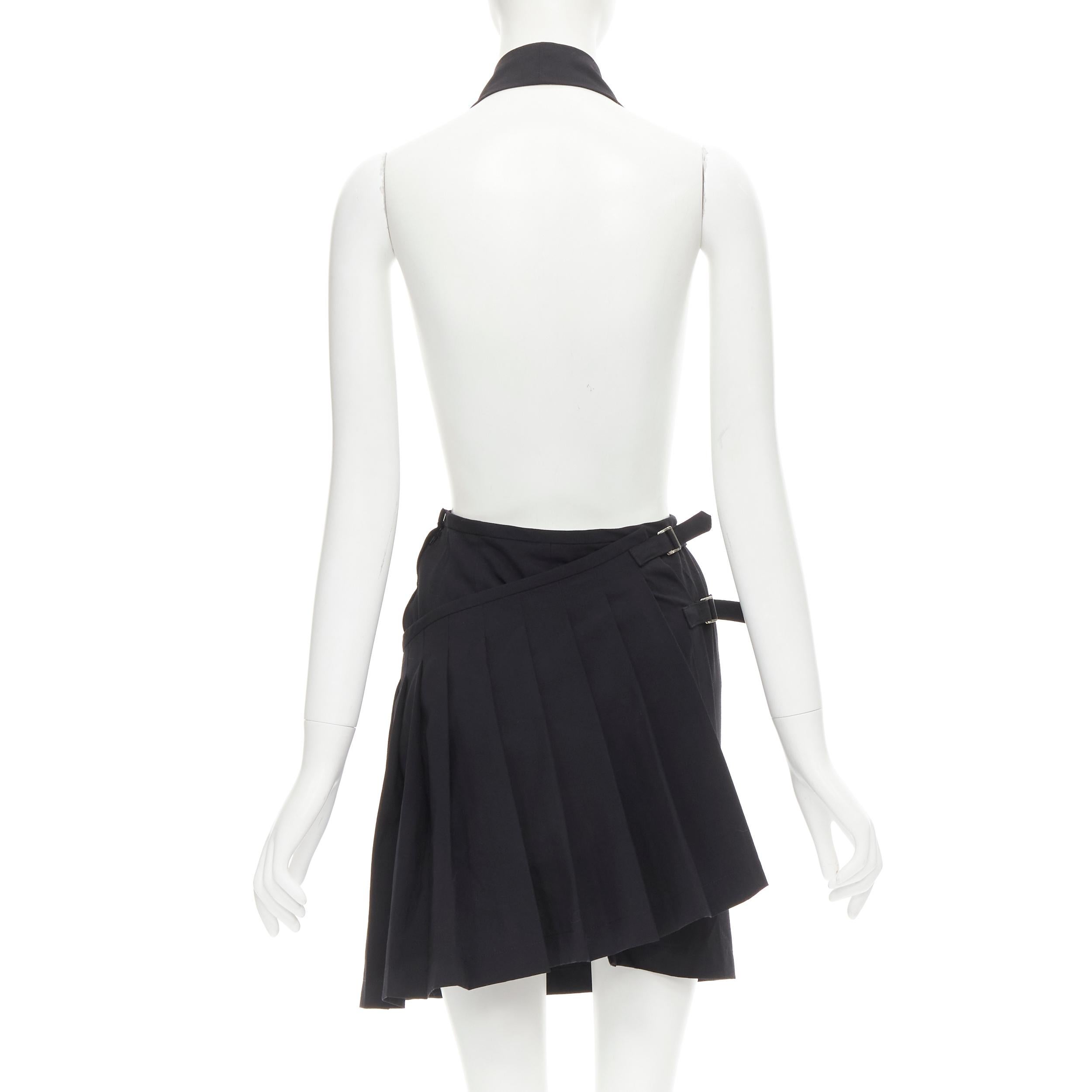 Women's COMME DES GARCONS 1989 Vintage black wrap buckle pleated back halter skirt S