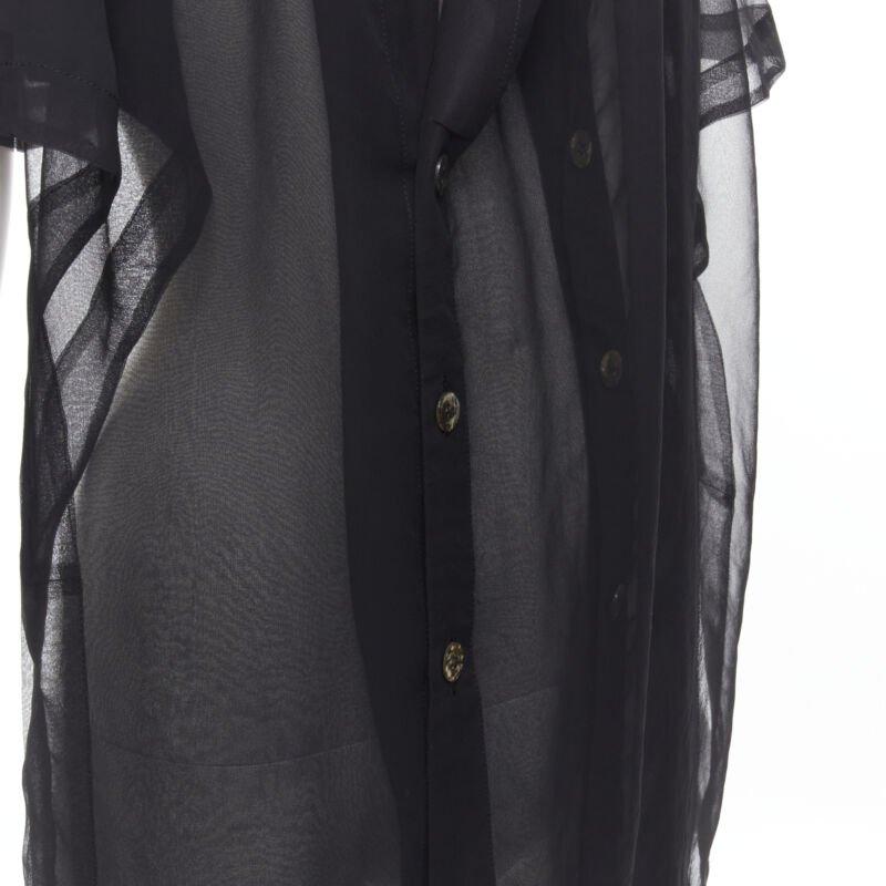 COMME DES GARCONS 1990 Vintage black sheer  deconstructed layered shirt S For Sale 5