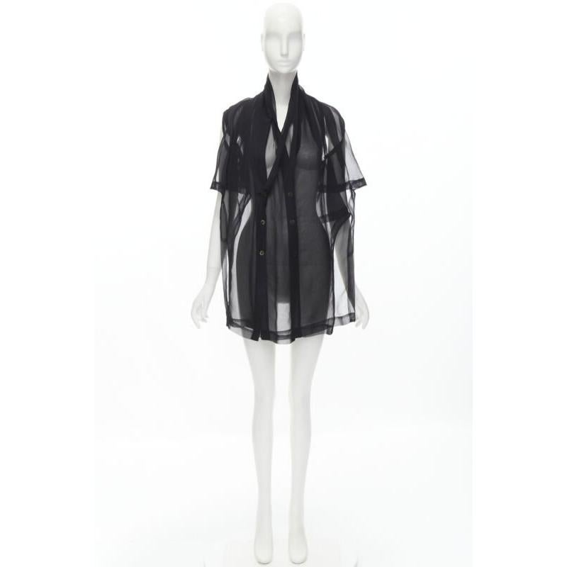 COMME DES GARCONS 1990 Vintage black sheer  deconstructed layered shirt S For Sale 7