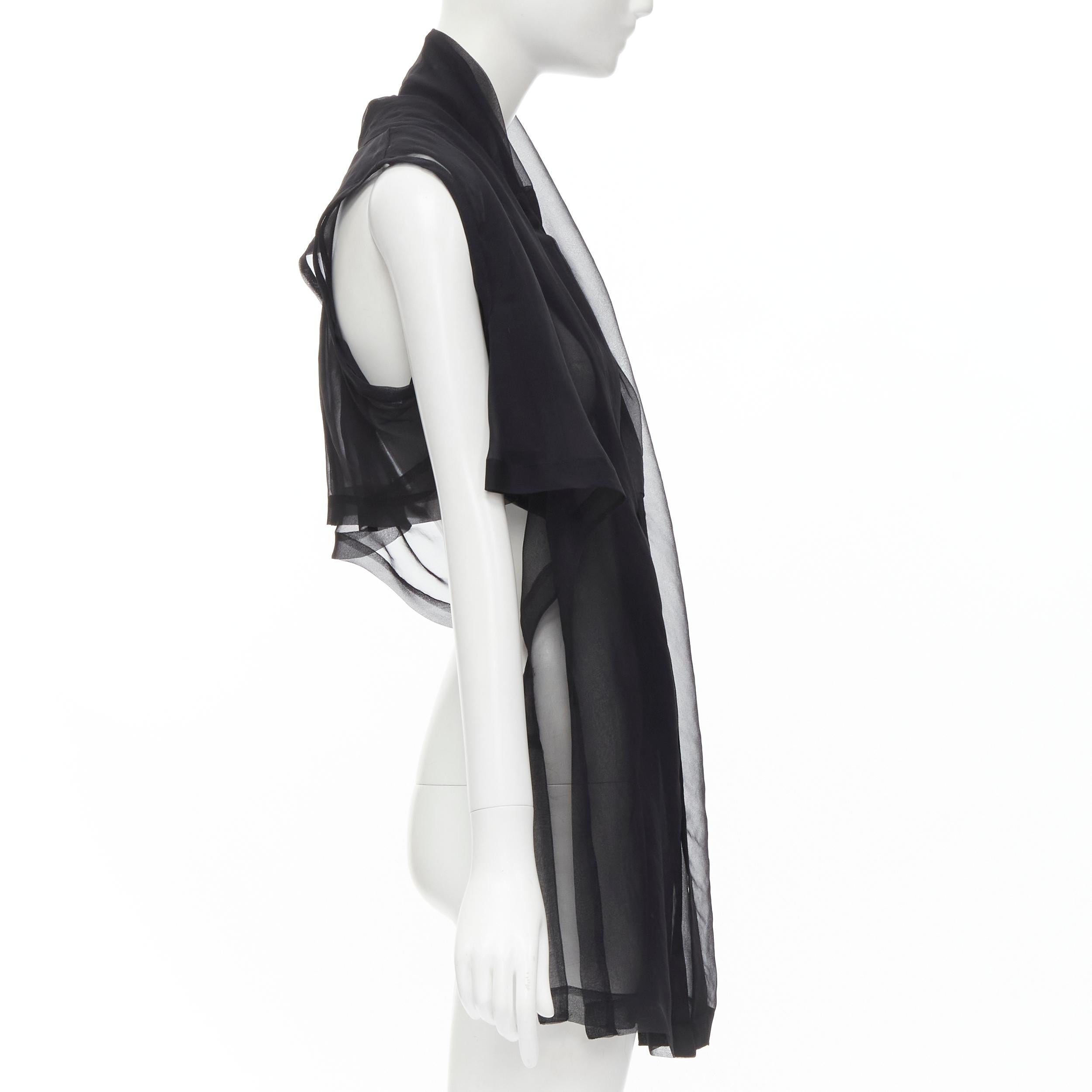 Black COMME DES GARCONS 1990 Vintage black sheer deconstructed layered shirt S For Sale