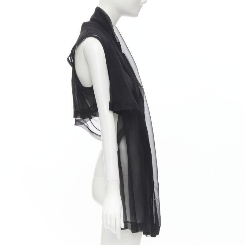 COMME DES GARCONS 1990 Vintage black sheer  deconstructed layered shirt S In Excellent Condition For Sale In Hong Kong, NT
