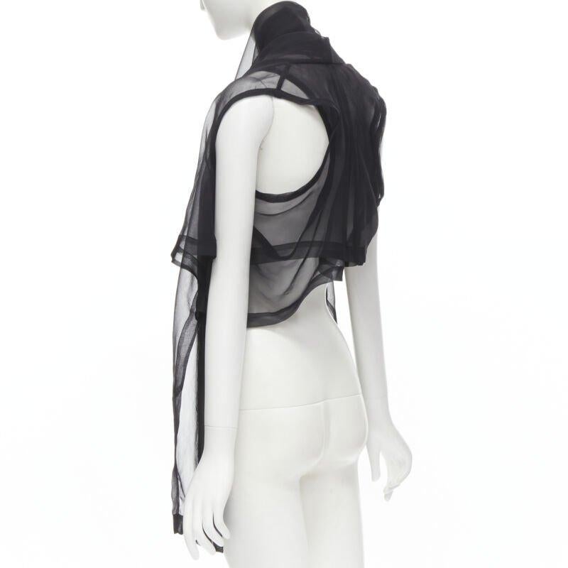 COMME DES GARCONS 1990 Vintage black sheer  deconstructed layered shirt S For Sale 1