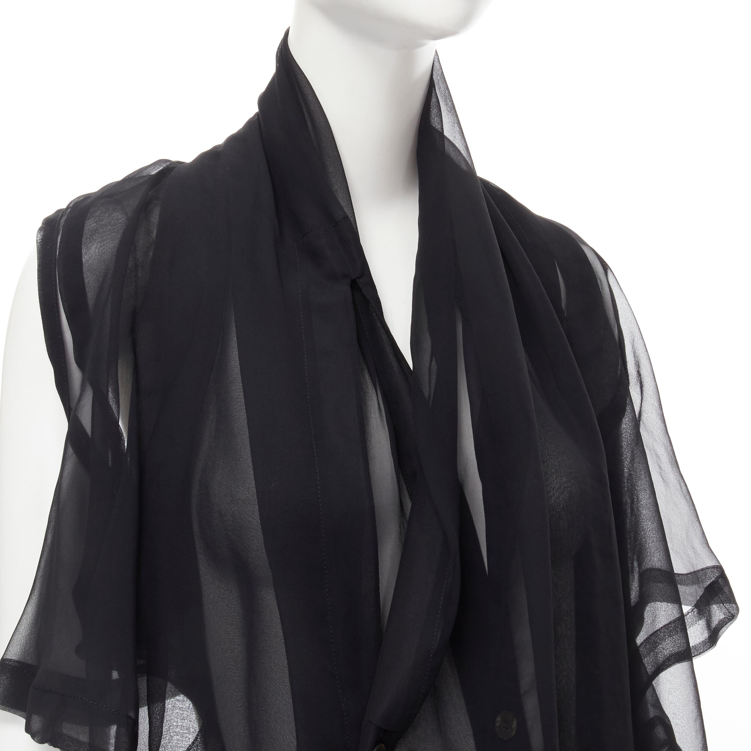 COMME DES GARCONS 1990 Vintage black sheer deconstructed layered shirt S For Sale 1