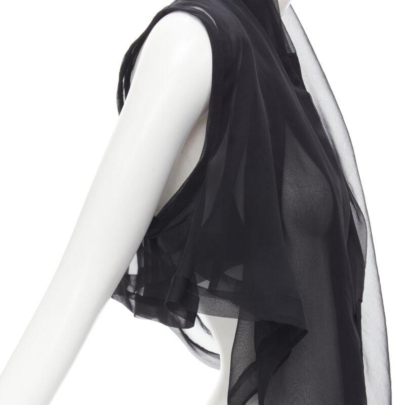 COMME DES GARCONS 1990 Vintage black sheer  deconstructed layered shirt S For Sale 3