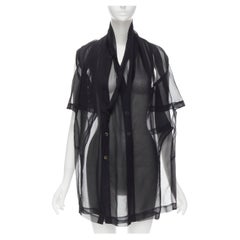 COMME DES GARCONS 1990 Vintage black sheer deconstructed layered shirt S