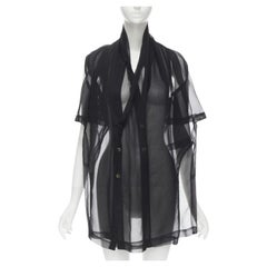 COMME DES GARCONS 1990 Vintage schwarz durchsichtig  Dekonstruiertes, mehrschichtiges Hemd S