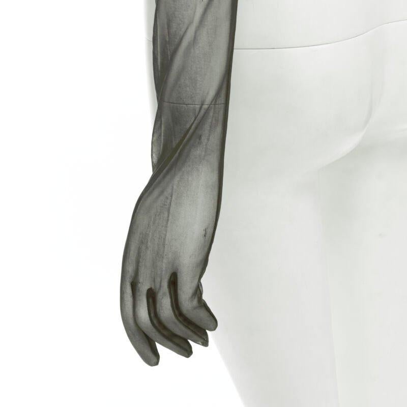 COMME DES GARCONS 1990 Vintage Runway grey sheer pleated ruffle gloves shrug For Sale 2