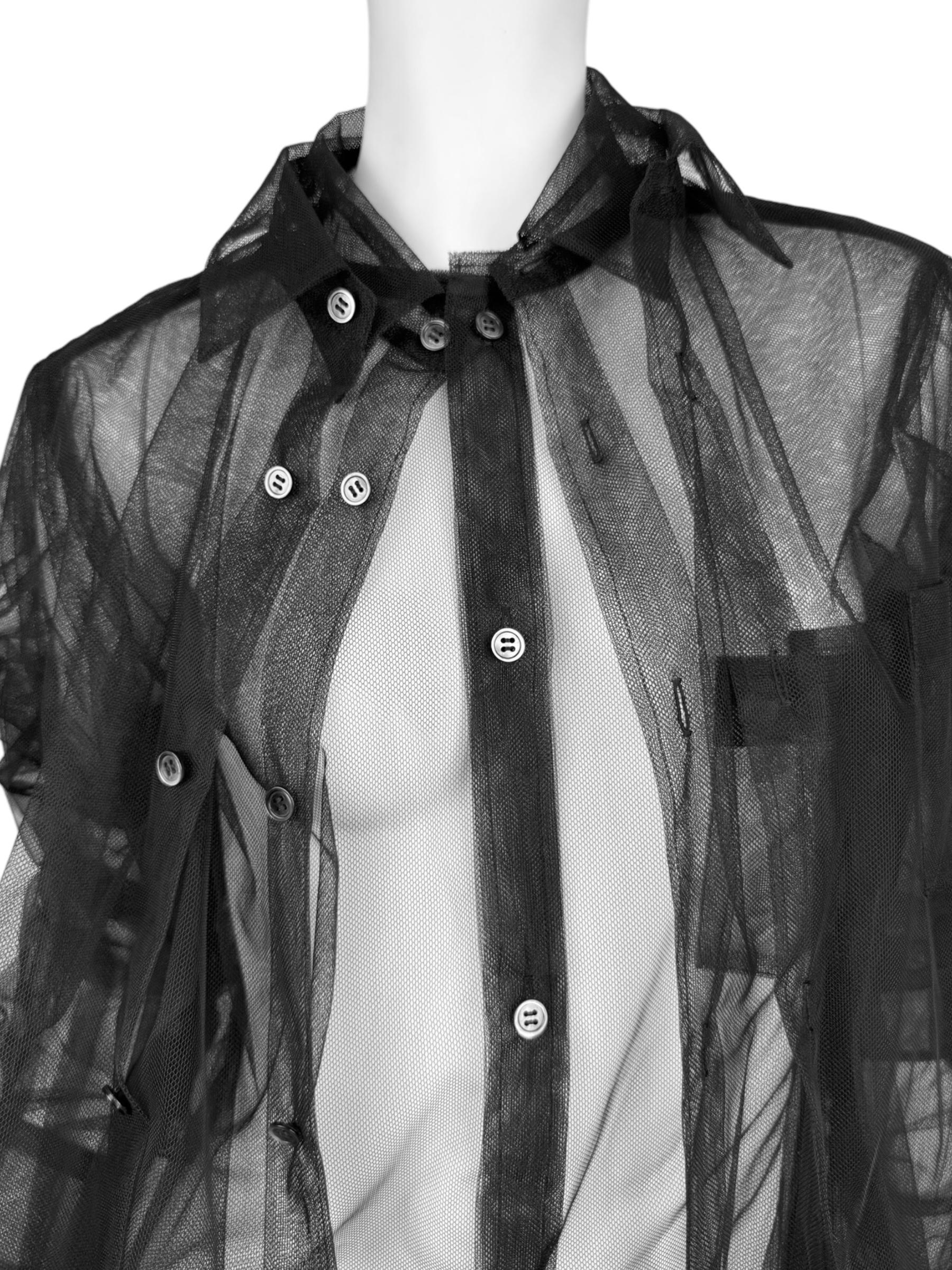 COMME DES GARÇONS 1990 CAMISETA TRIPLE LAMINADA DE TUL NEGRO en venta 1