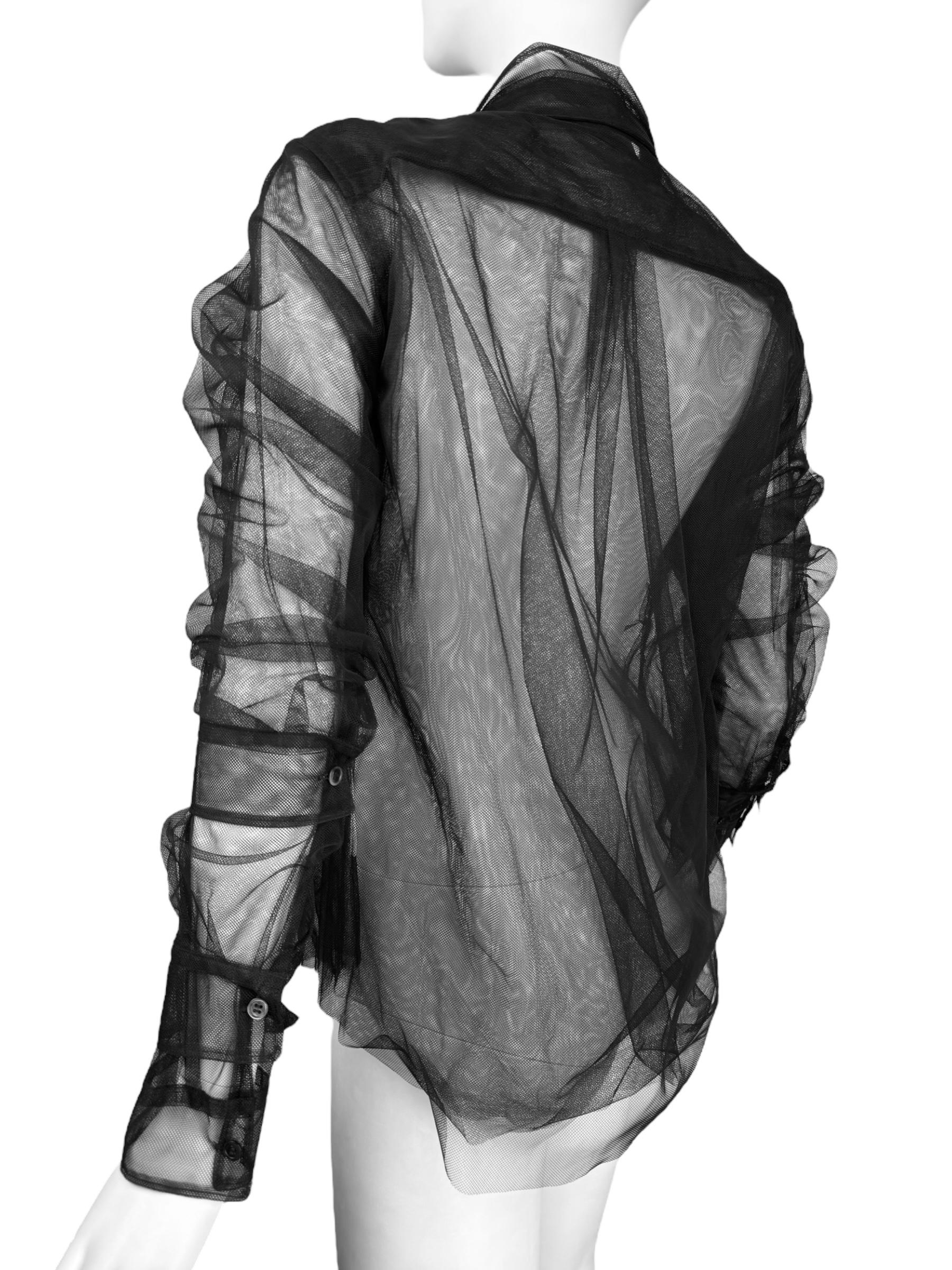 COMME DES GARÇONS 1990 CAMISETA TRIPLE LAMINADA DE TUL NEGRO en venta 4