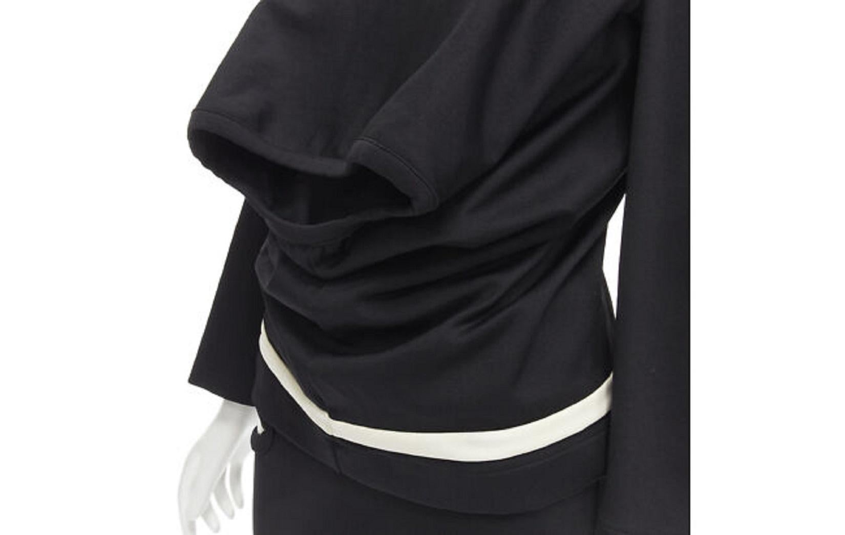 Women's COMME DES GARCONS 1990s Vintage black peterpan collar cut out draped top skirt S For Sale