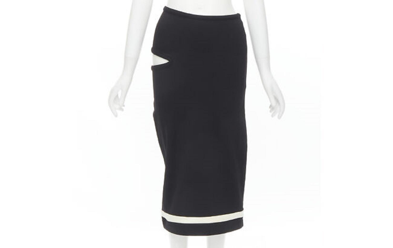 COMME DES GARCONS 1990s Vintage black peterpan collar cut out draped top skirt S For Sale 3