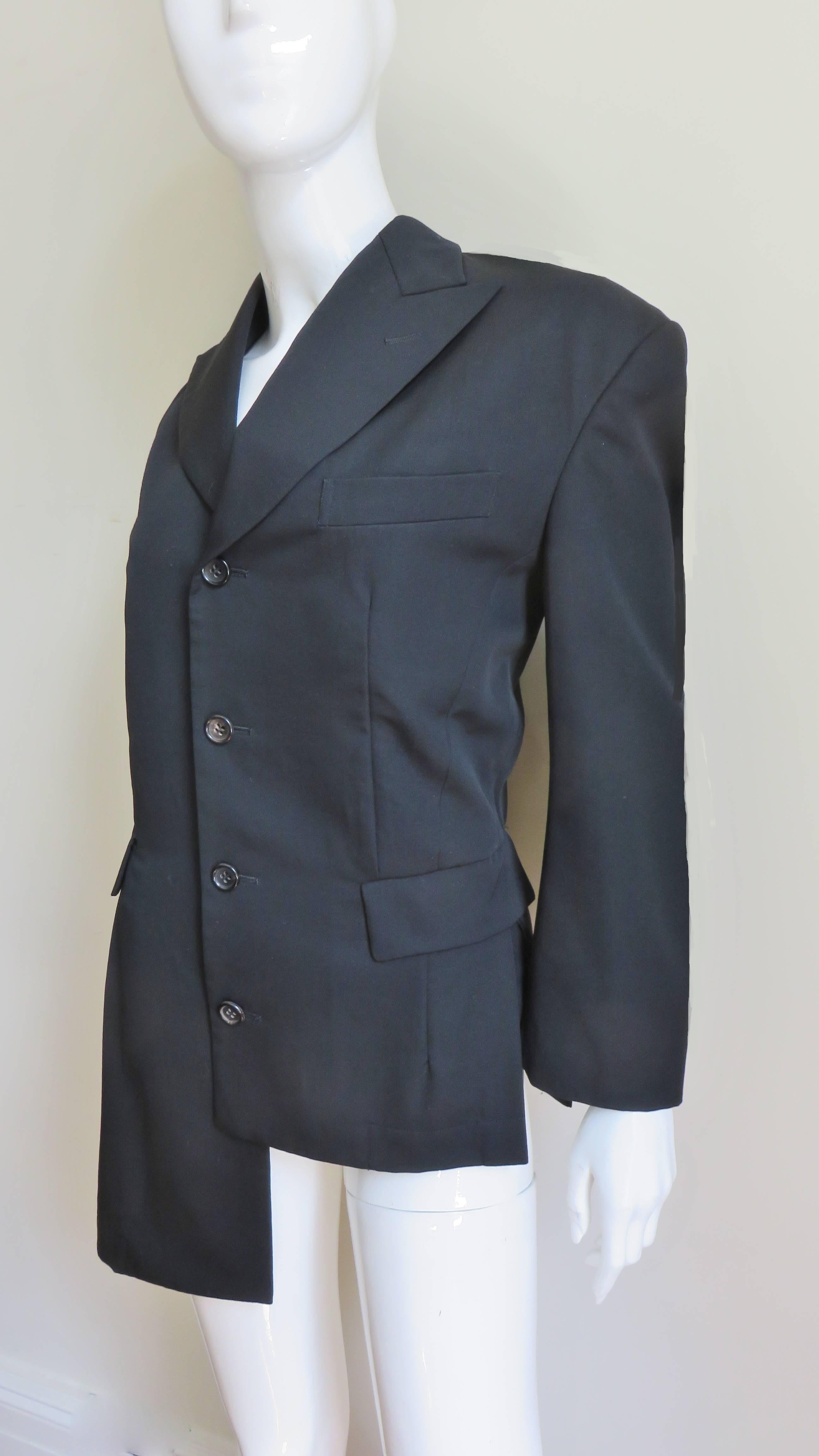 Black Comme des Garcons AD 1991 Asymmetric Jacket For Sale